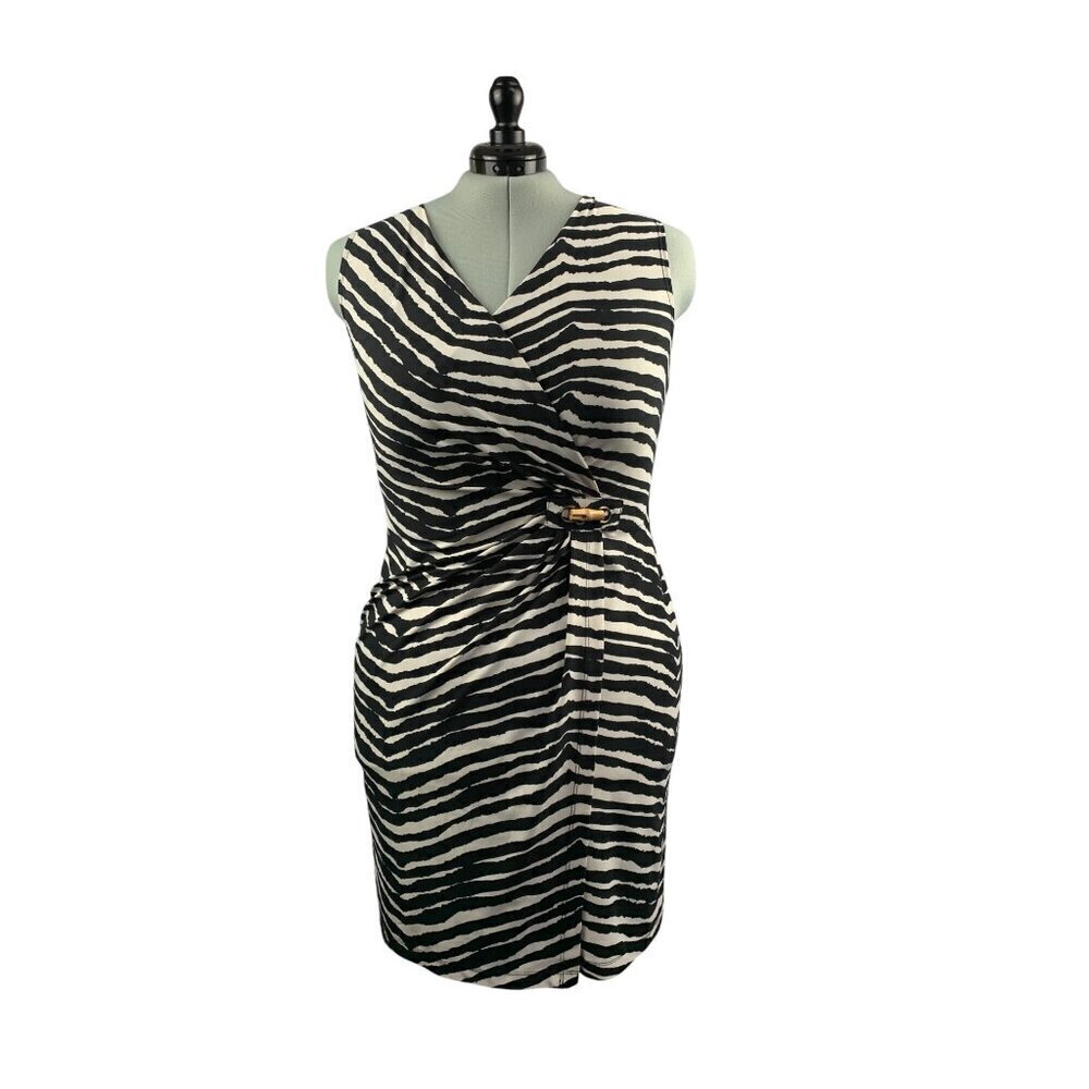 Amanda Lane Zebra Print Sleeveless Wrap Dress XL